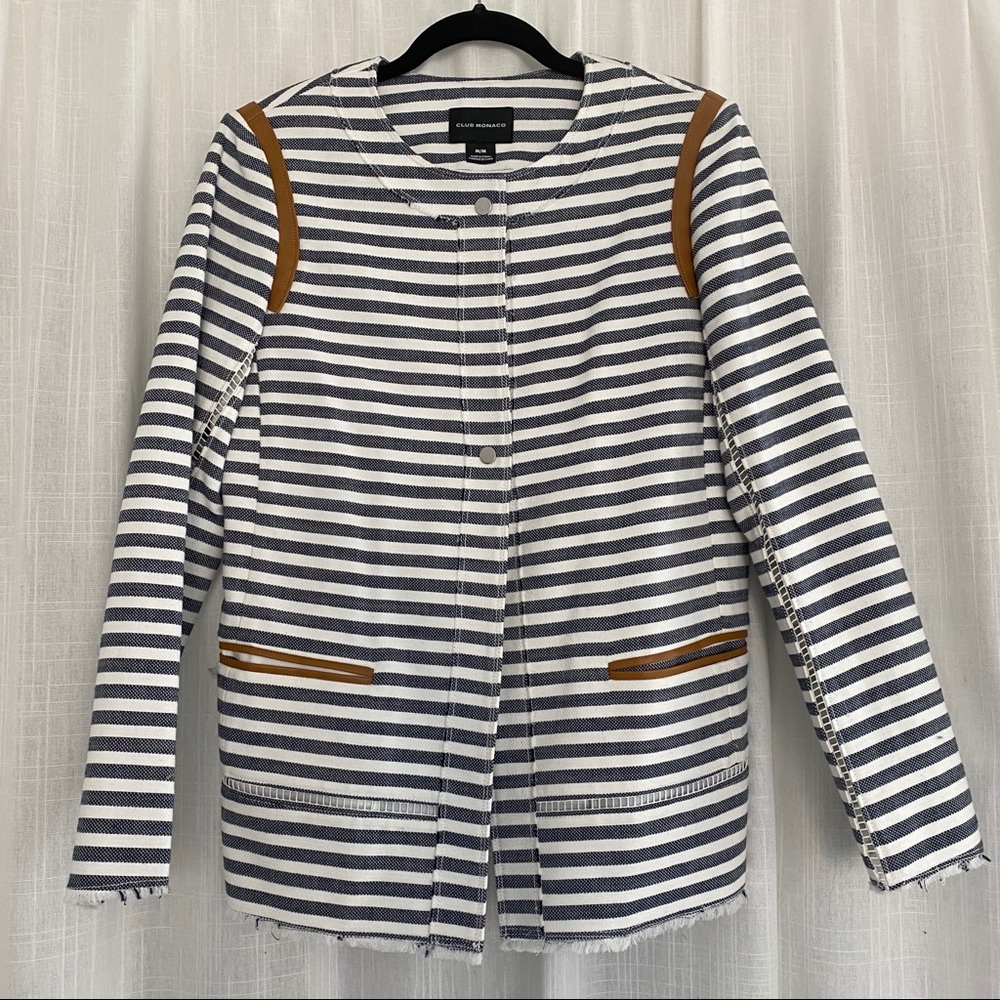 Club Monaco Blue and White Striped Jacket
